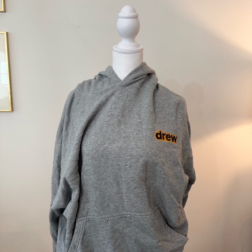 Drew House Gray Hoodie with Yellow Logo